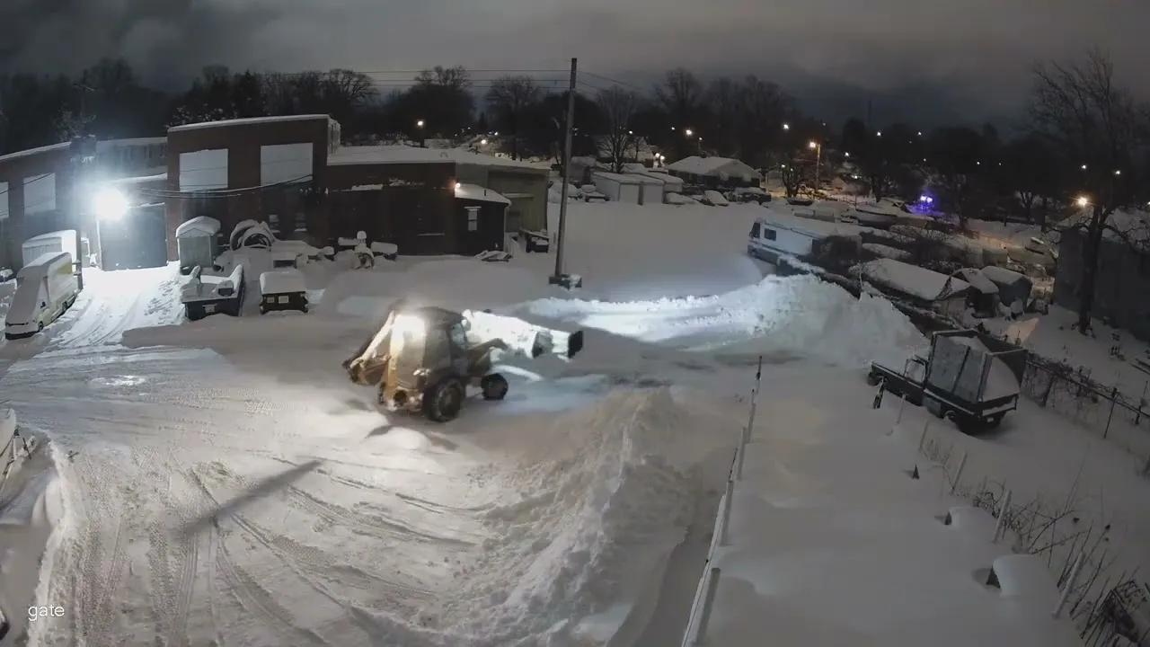 Lot before service with snow accumulation